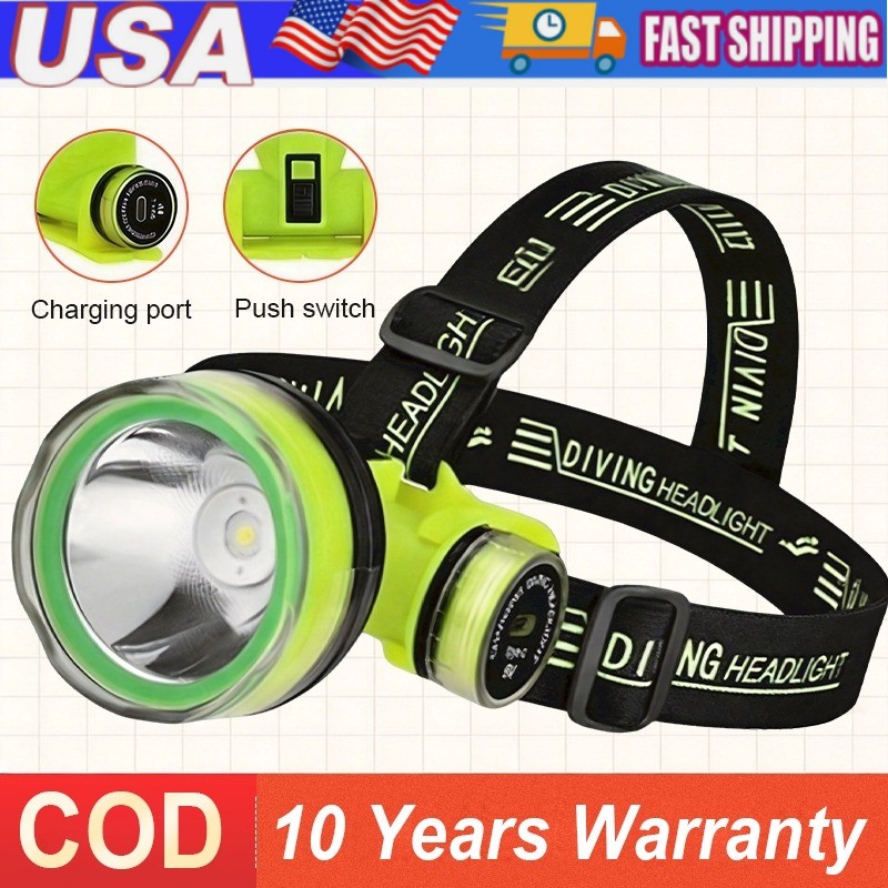 Super Bright 100m Diving Head Flashlight Rechargeable Waterproof Diving Torch