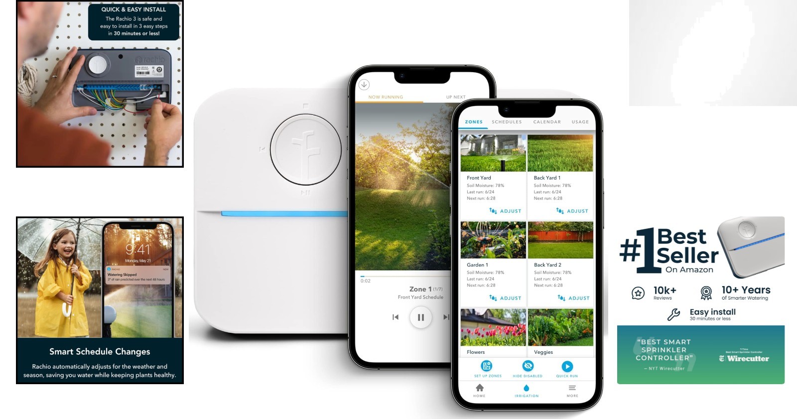 WiFi Smart Sprinkler Controller - 8-Zone Irrigation App Control & Rain Skips