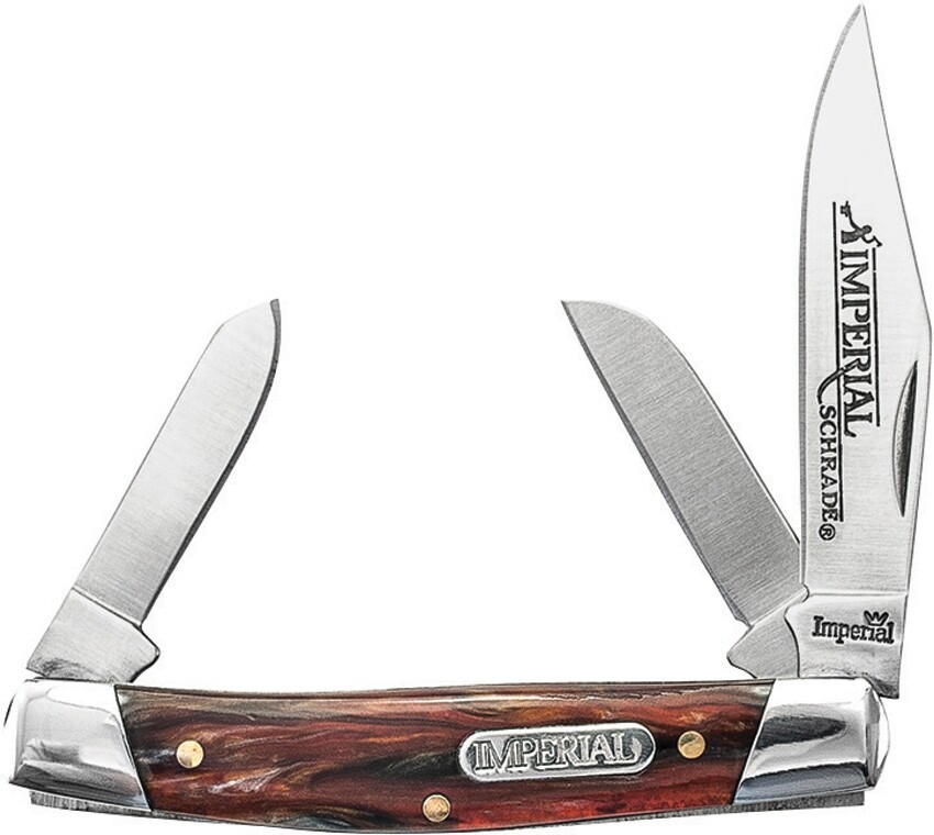 Folding Knife | Schrade Imperial Classic 3-Blade Large Stockman Amber Swirl