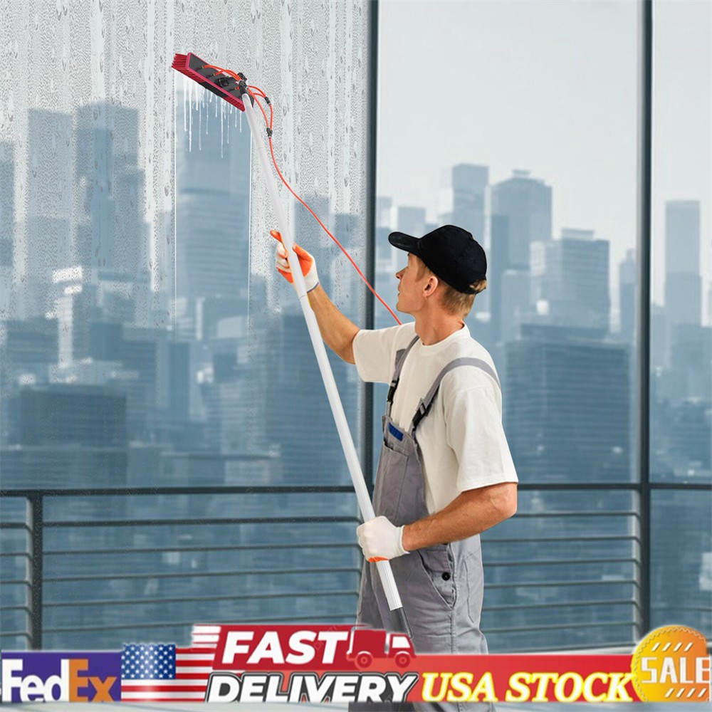 26.25FT Water Fed Pole Cleaning Brush Tool For Window+ Solar Panel Clean Washing