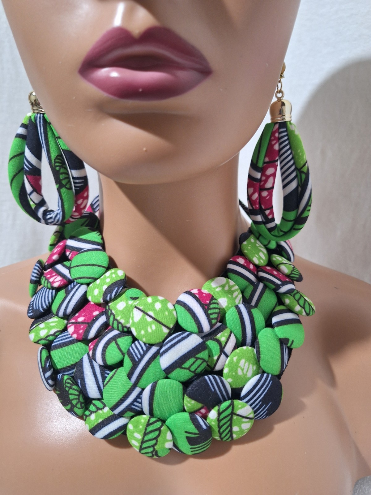 African Wax Print Necklace Set