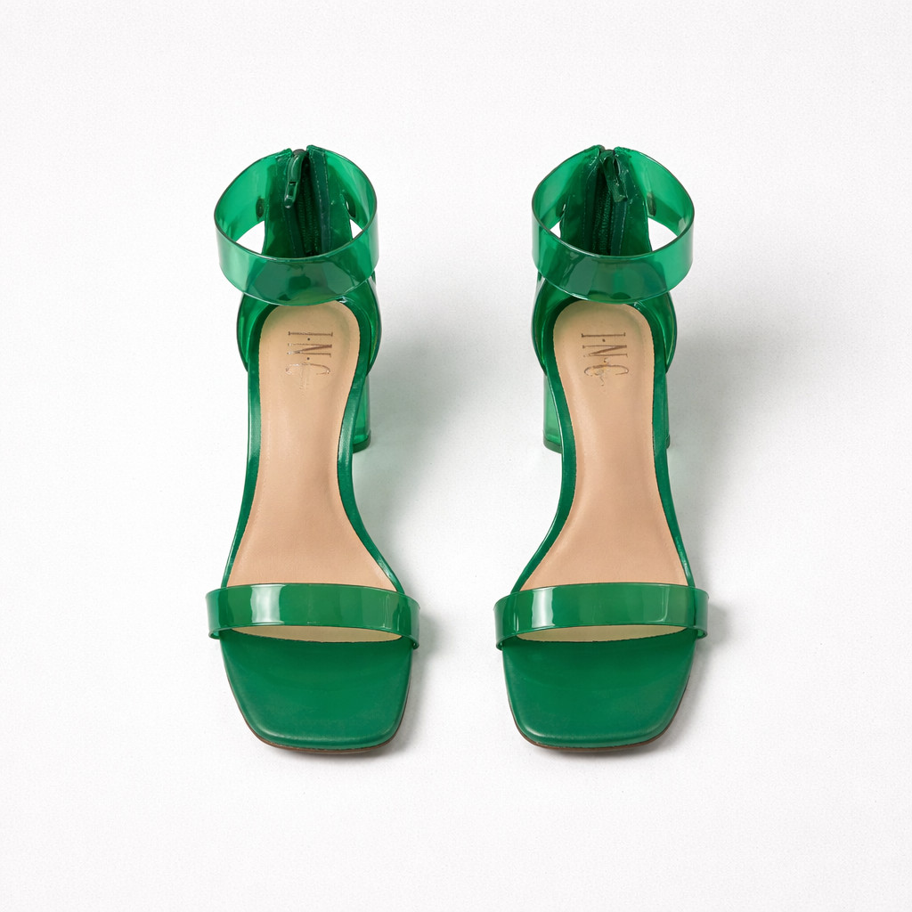 INC International Concepts Makenna Clear Vinyl Dress Sandals Green Size 7.5 M