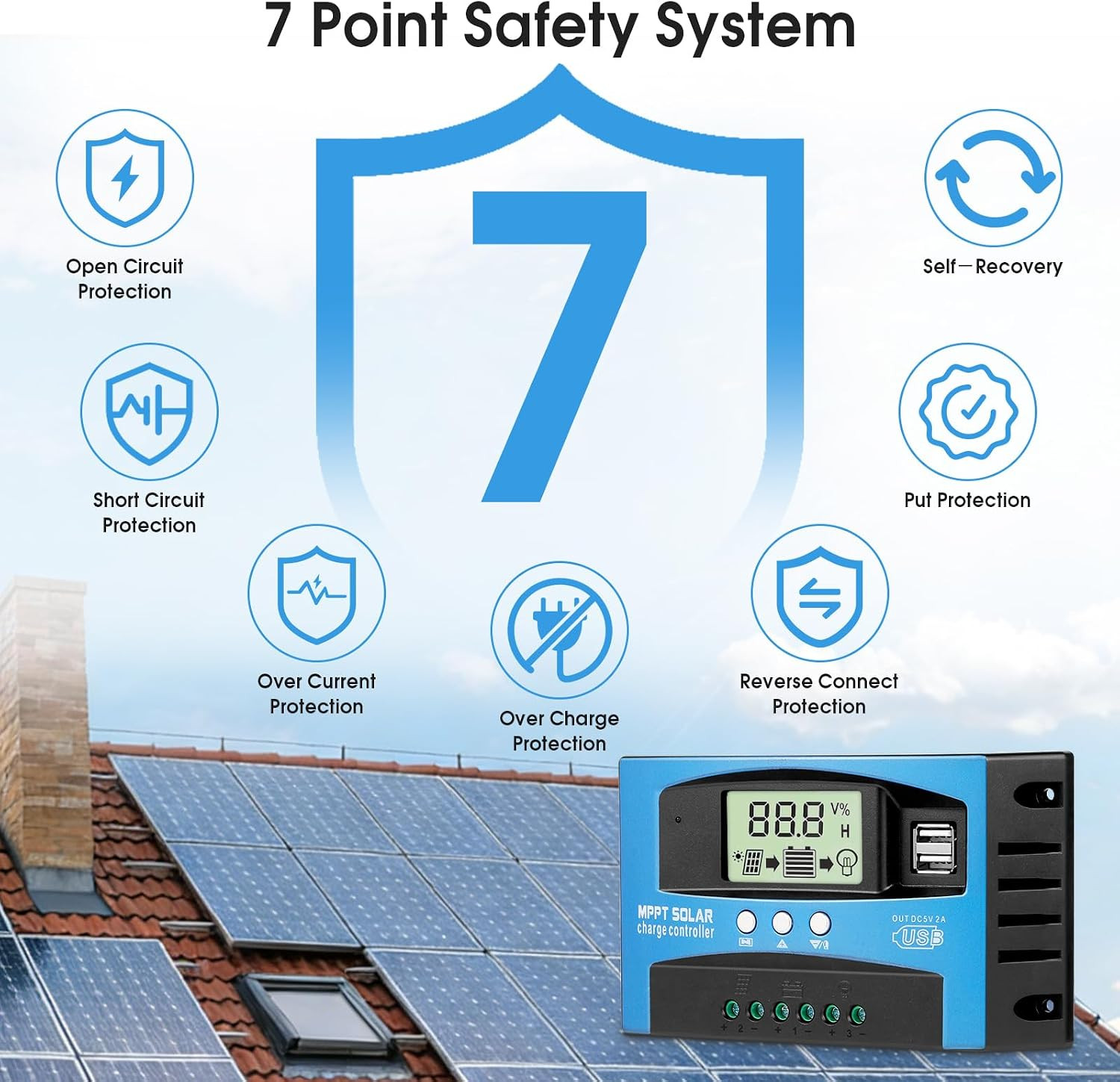 Solar Charge Controller MPPT 12/24V Auto-Switch Universal Controller for Lead-Ac