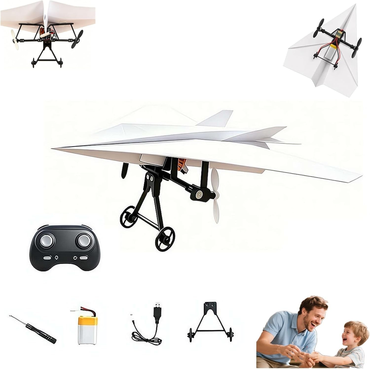 DIY RC Paper Airplane Kit, Power-Up Rc Paper Airplane Kit With Gyro Stabilizer