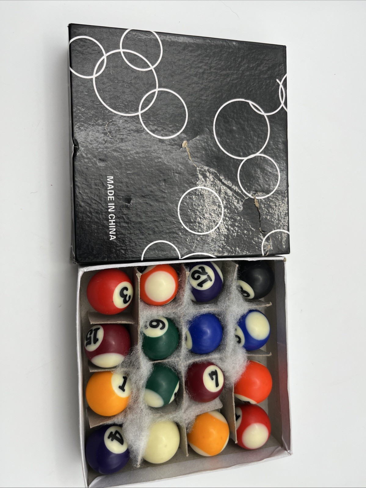 Miniature Mini Billiard Pool Ball Set with Trangle and Table Brush 1 Inch Size