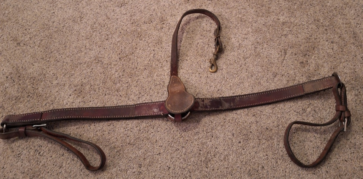 Vintage Leather Breast Collar Silver Star Concho With Studs