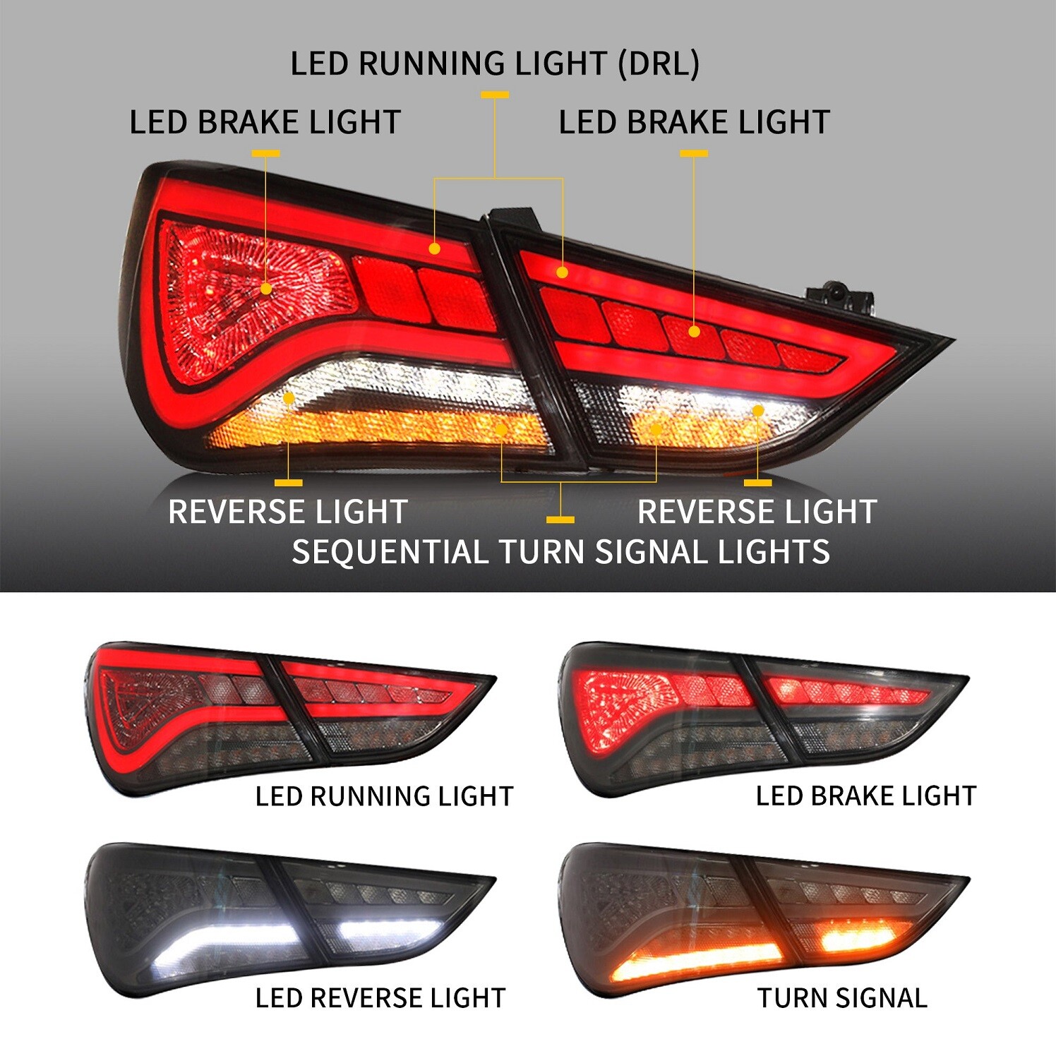 For 2011-2014 Hyundai Sonata VLAND Headlights+Tail Lights+LED Kits w/Sequential