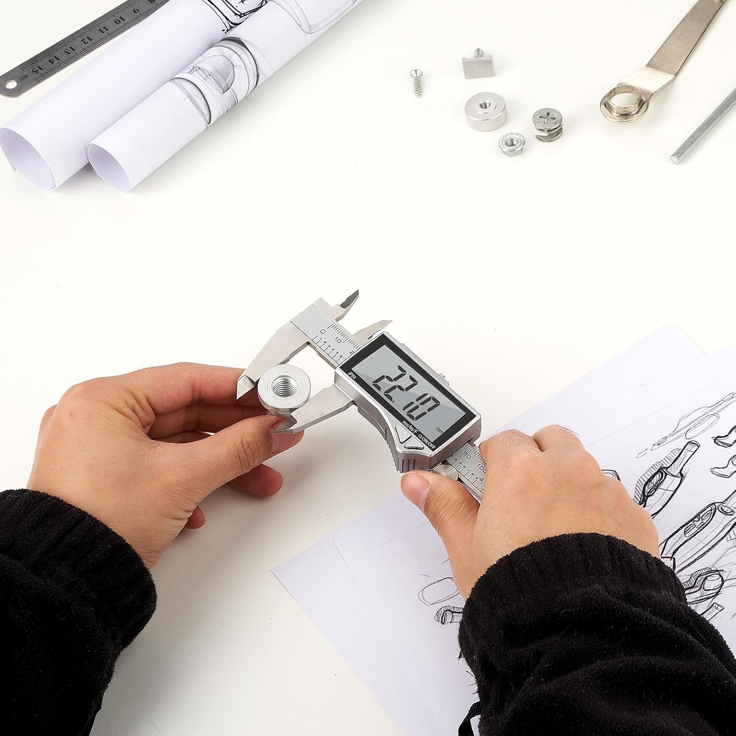 Multi-Function Stainless Steel Digital Caliper: 0-6 Inches with 3 Unit Switch