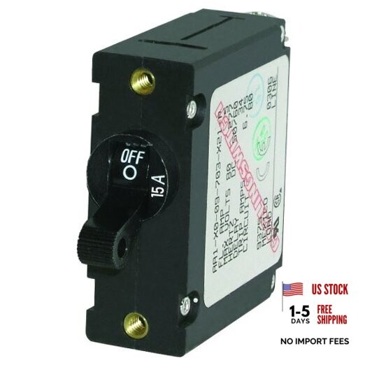 A-Series Toggle Single Pole Circuit Breakers Black 15a