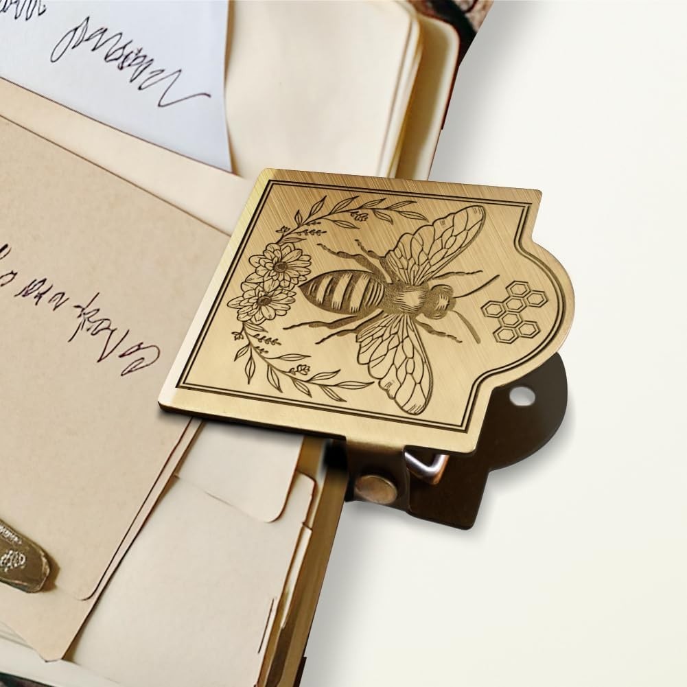 Journal Clip Vintage Metal Travelers Notebook Clip, Decorative Bee Wreath