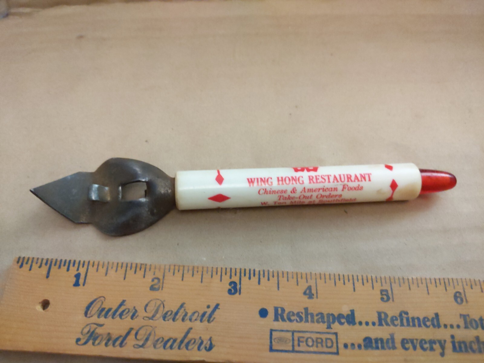 Vintage Wing Hong restaurant Southfield detroit Michigan Bottle Opener retro
