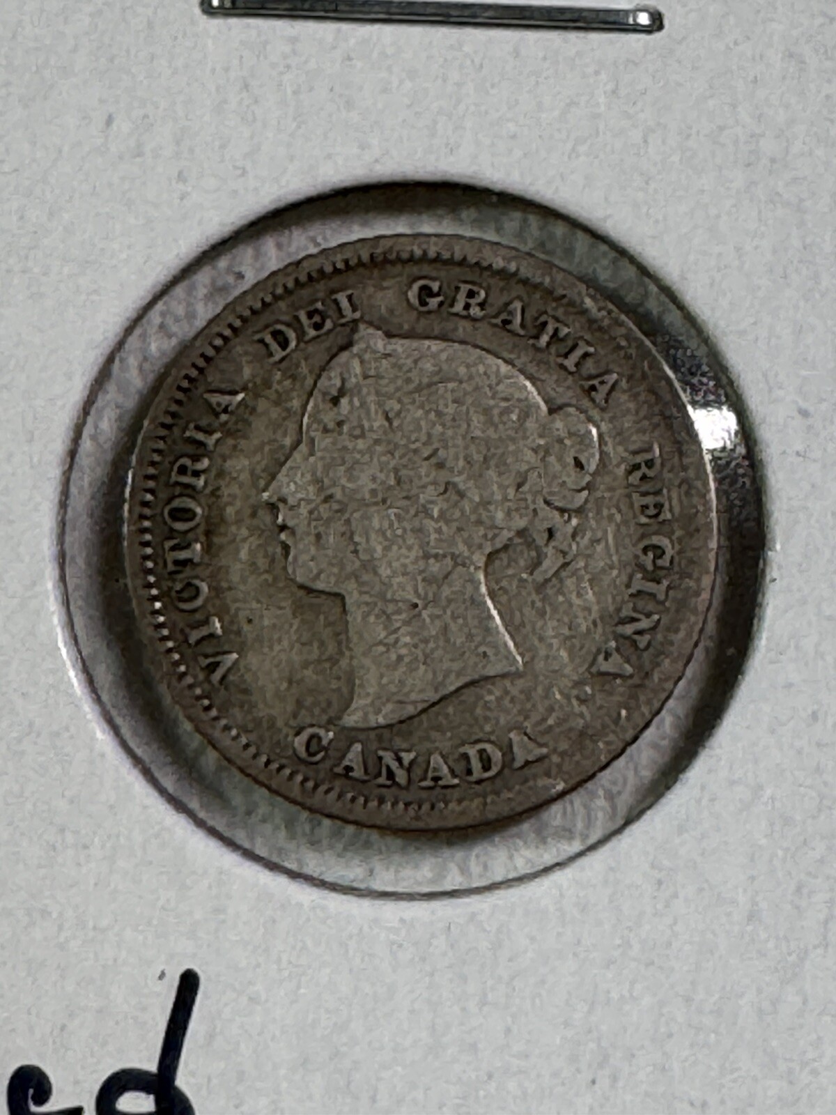 1882-H Canada 5 Cents Small Silver Coin Cleaned