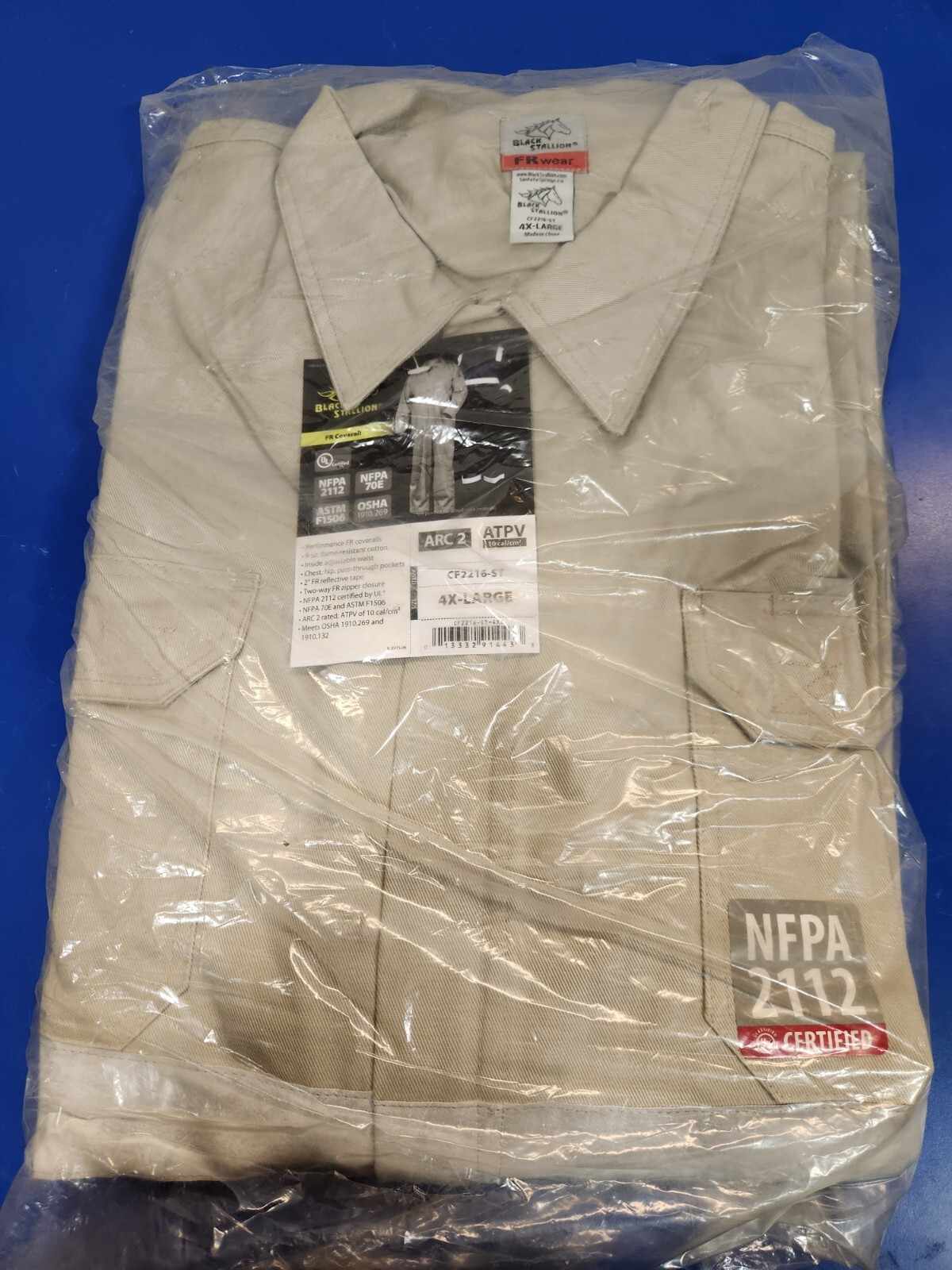 Black Stallion CF2216 Deluxe FR Cotton Coverall with Reflective Tape Khaki 4XLRG