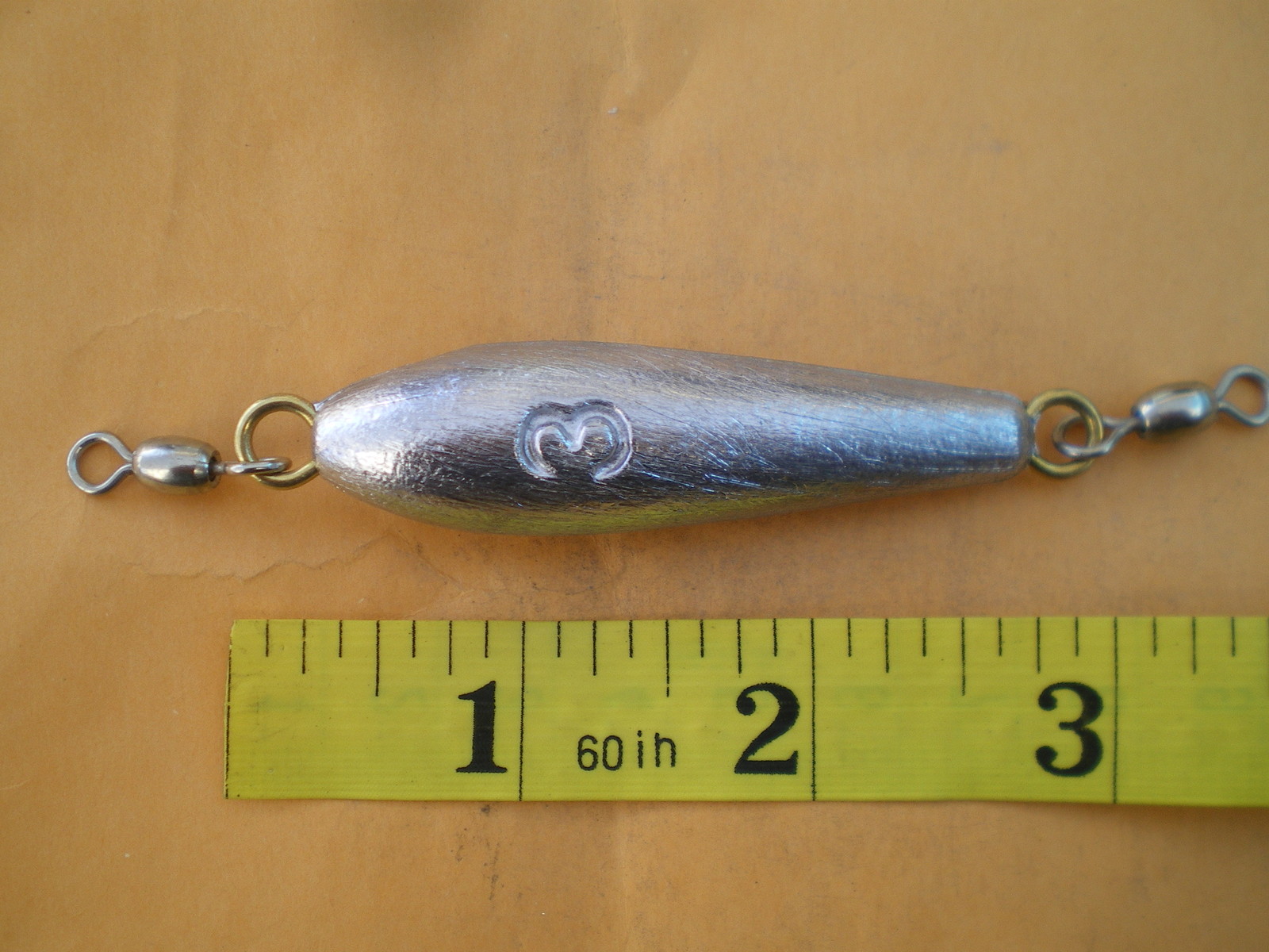 25 IN LINE TROLLING SINKER W/#3 CRANE SWIVEL & #2 WIRE EYE, 3 OZ.  GOOD QUALITY