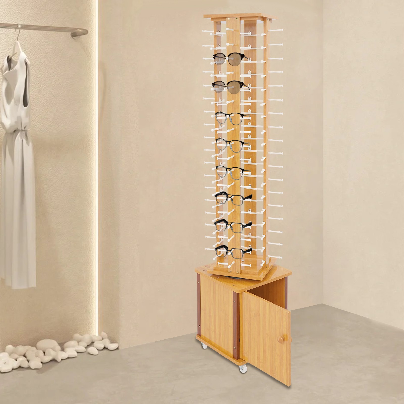 72-Pair Eyeglass Display Rack Rotating Glasses Storage Stand Floor-standing