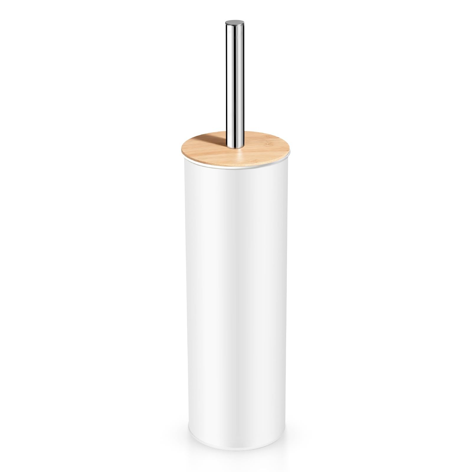Compact Toilet Brush & Holder,SetStainless Steel Handle Twin, White