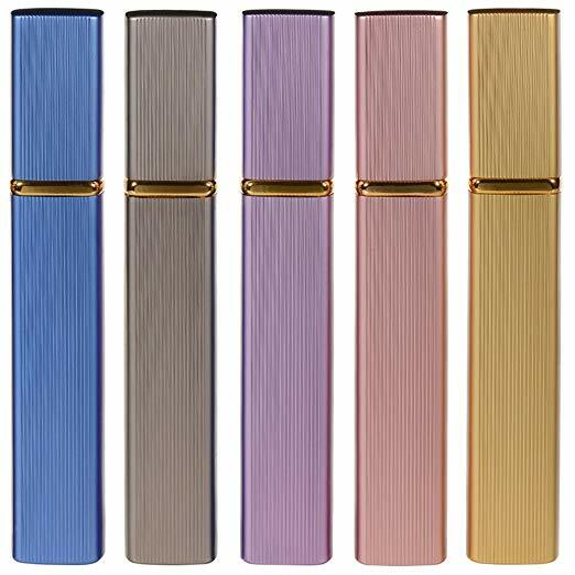 5 Mini Refillable Travel Perfume Atomizer - 12ml Portable Spray Pump Bottle Case