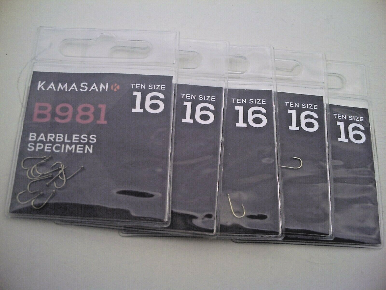 50 x Kamasan B981 Eyed Barbless. Size 16. Strong Hook for Big Baits & Big Fish