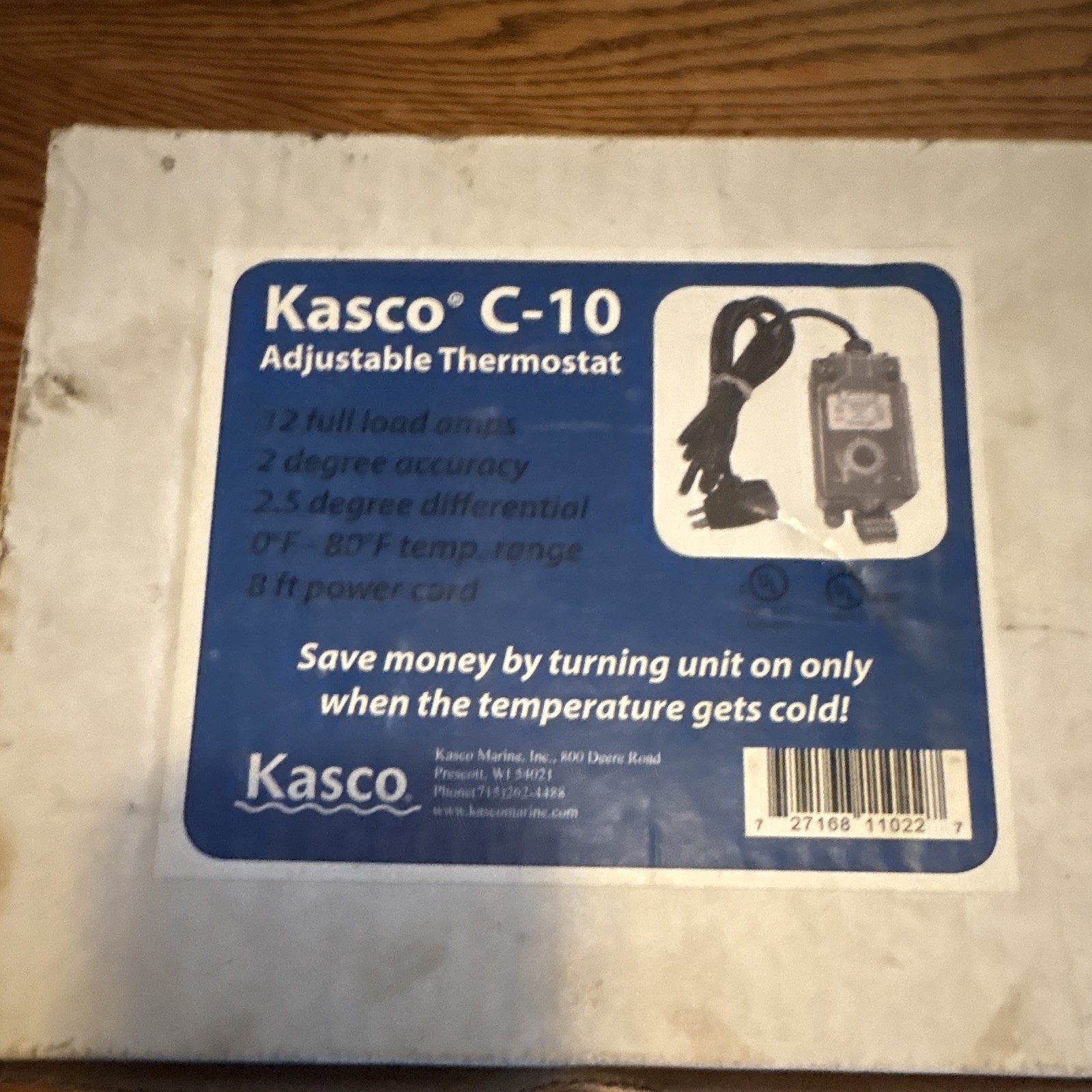 Kasco C-10 Adjustable Thermostat Control Unit Dial Analog Black Corded Non-Prog