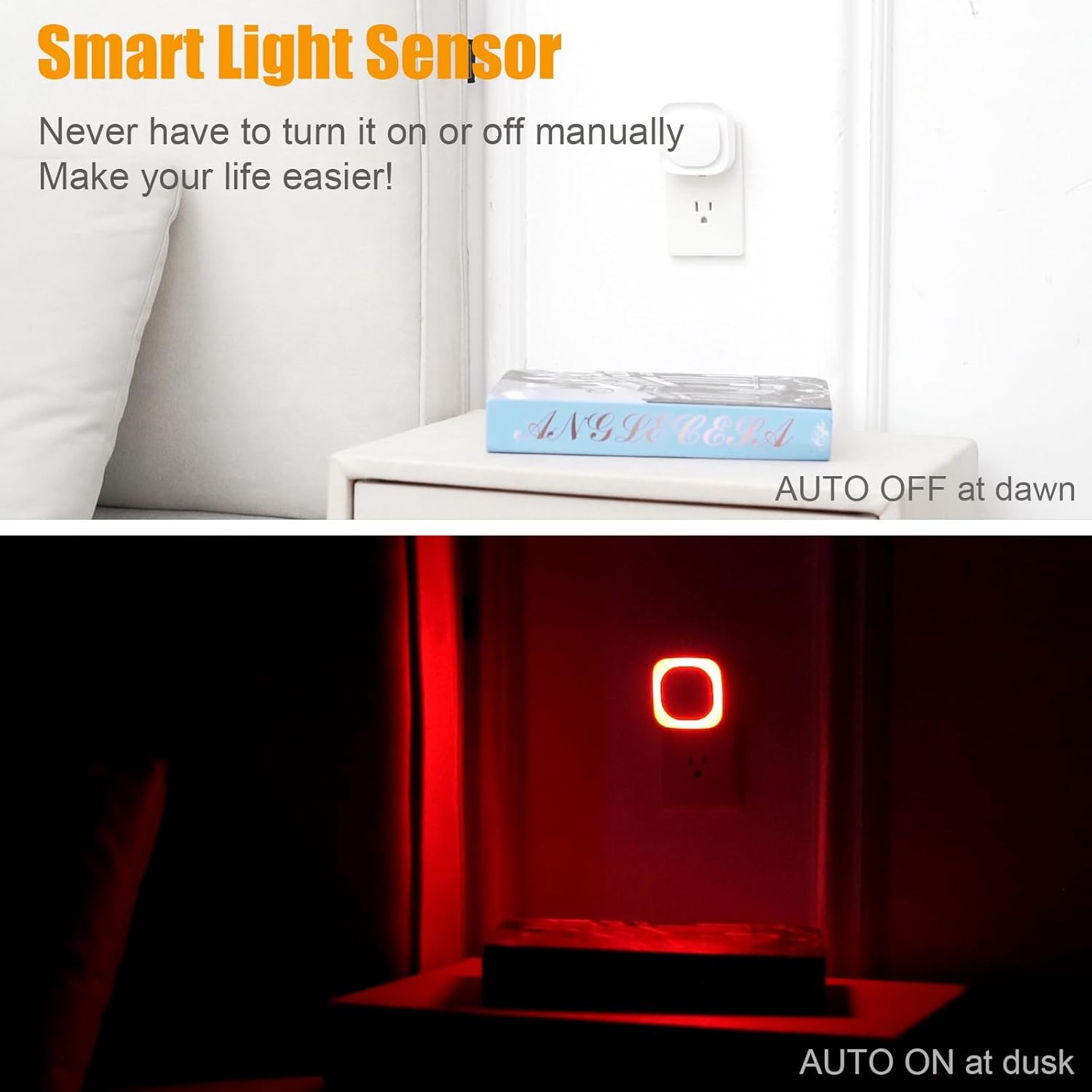 2 Pack Plug in Red Sleep Night Light, Auto Dusk to Dawn, Soft Dimmable,