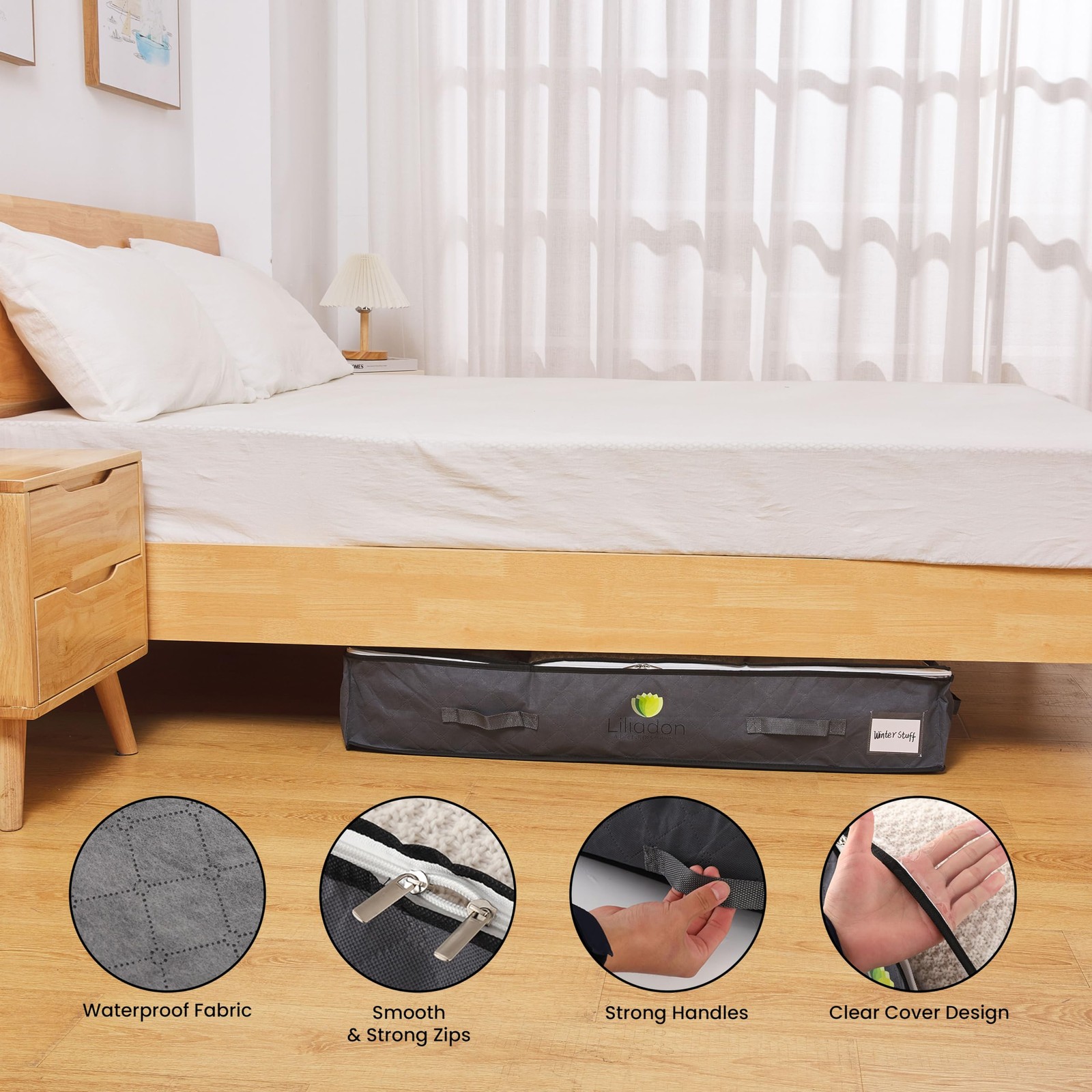 Modern Rectangular Underbed Storage Bin 6 Count Large 540l Total Volume Black