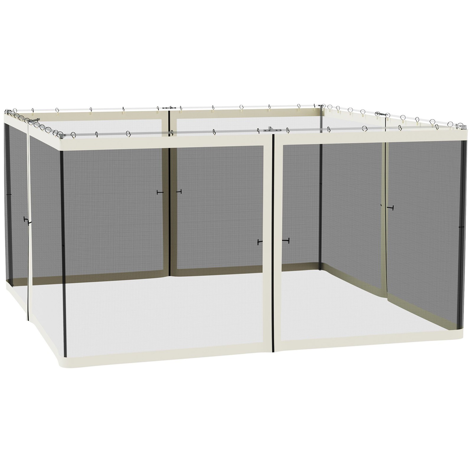 Black Gazebo Net Walls for 13.1' Sq Frame, 6.8' Tall, Zippered Polyester