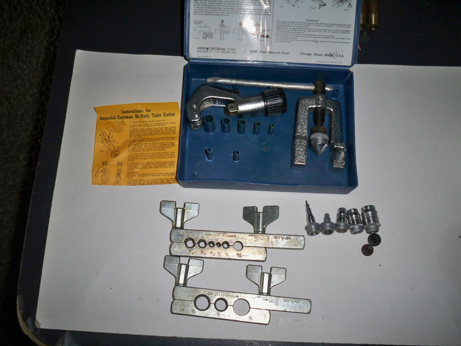IMPERIAL DOUBLE Flaring + FLAIRING + SWAGING Cutting Kit,45Deg, 1/8"-3/4" NOS US