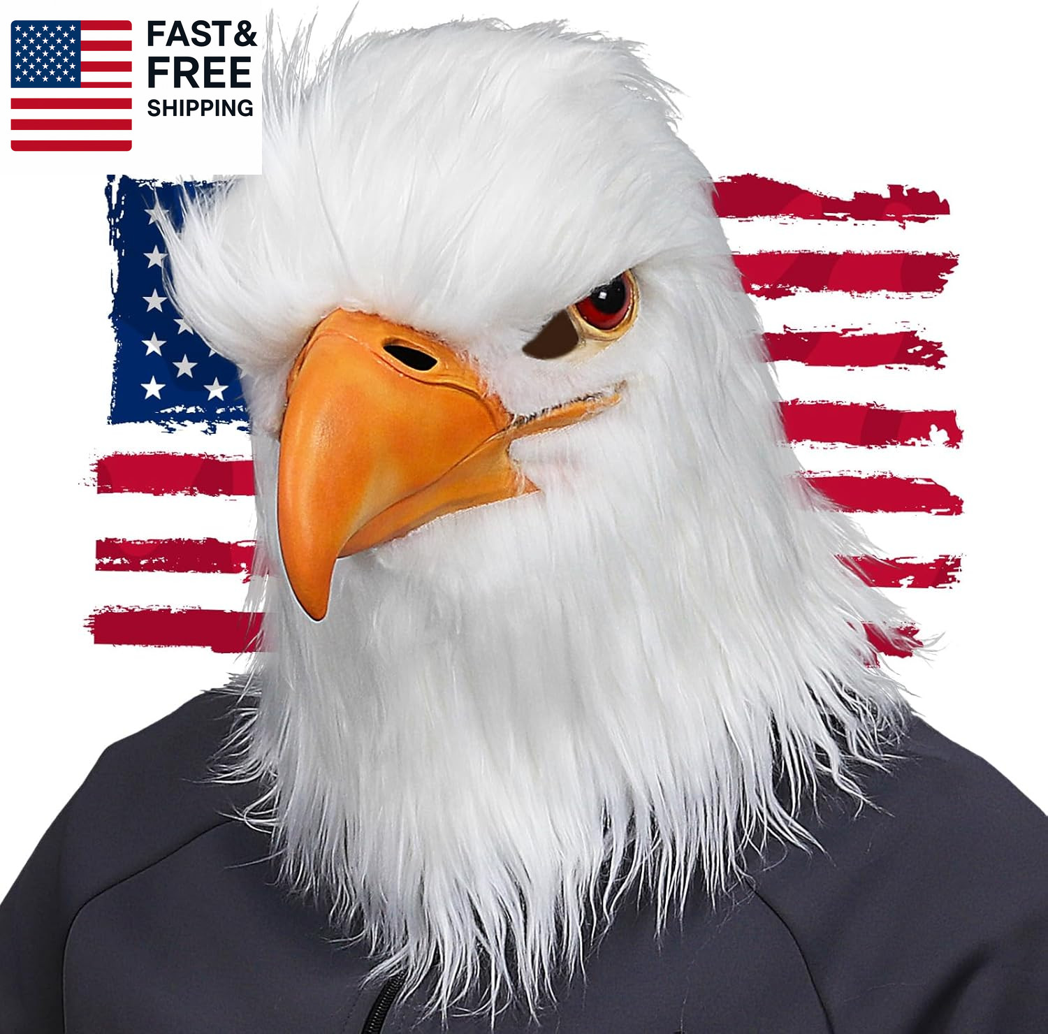 White Eagle Head Mask Animal Bird Mask Eagle Claw Hairy Latex Mask Hallowee