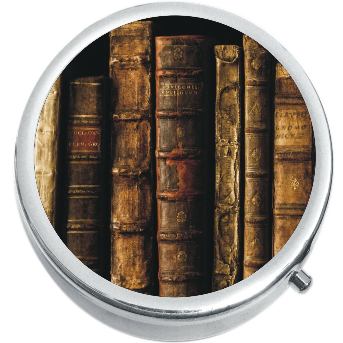 Old Books Medicine Vitamin Compact Pill Box