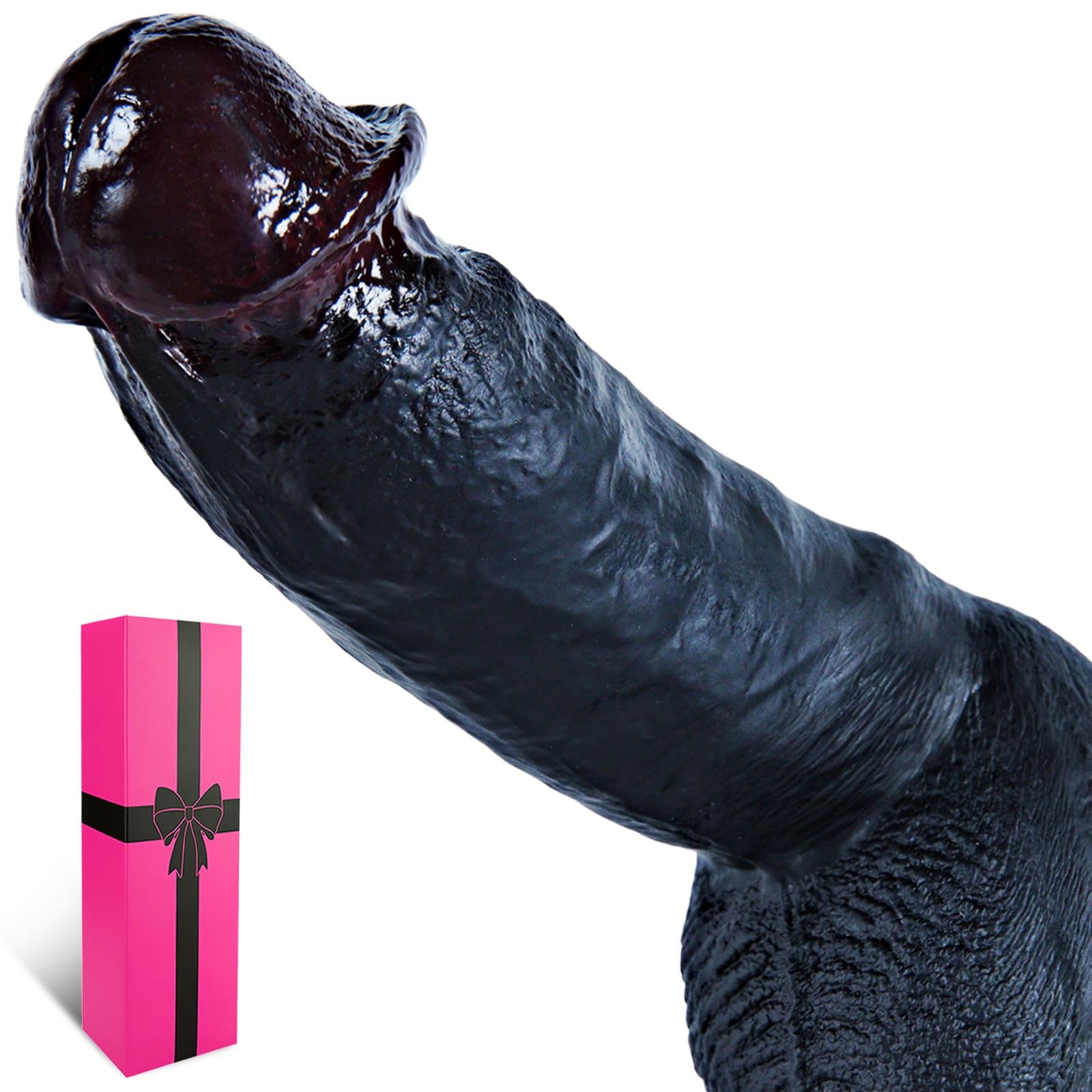 8 Inch Silicone Realistic Black Dildo with Strong Suction Cup, 1.9" Diameter ...