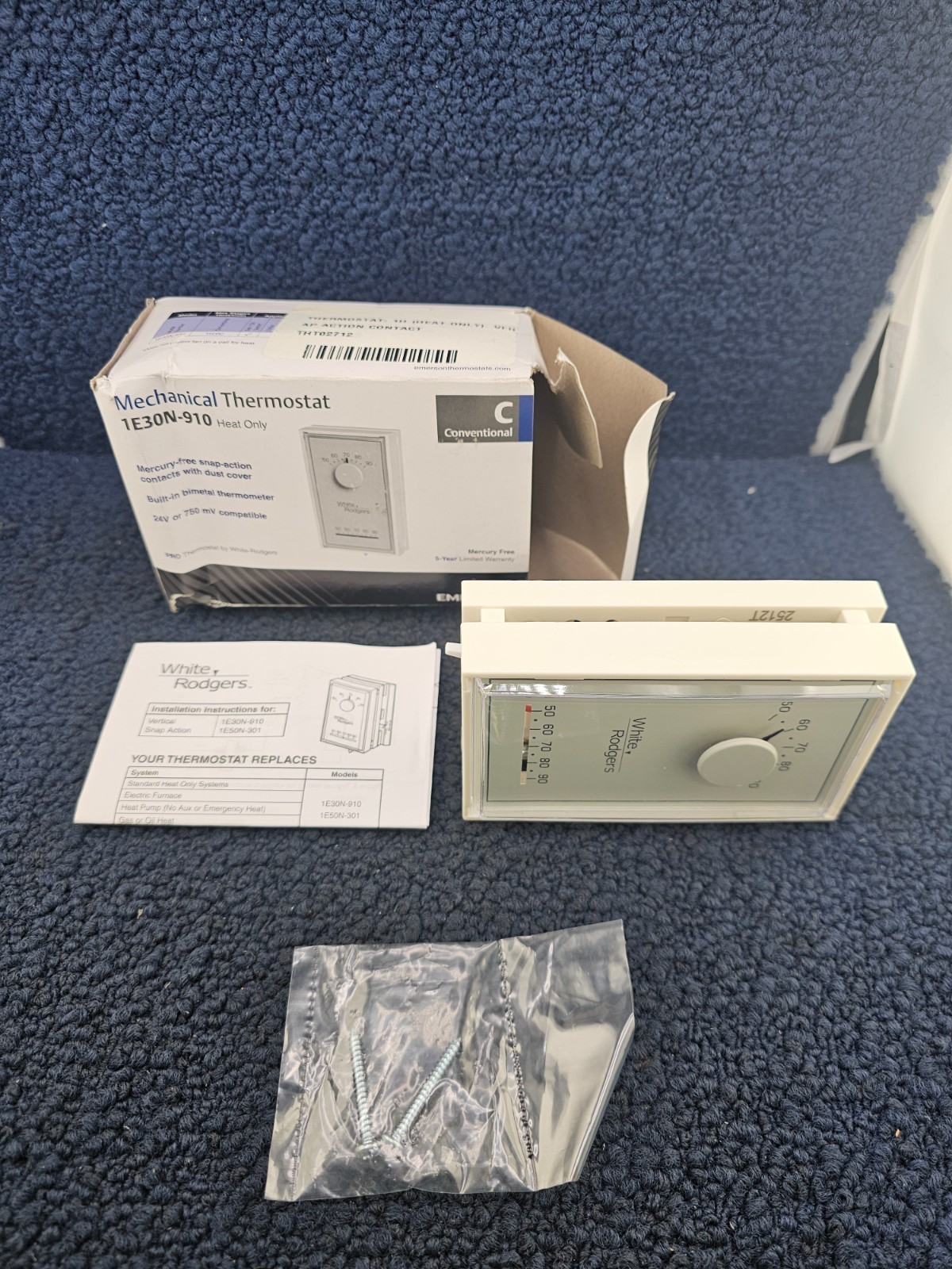 Emerson 1E30N-910 Mechanical Thermostats 1H Heat Only Mercury-Free 24V / 750mV