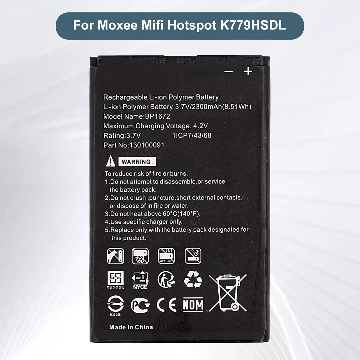 BP1672 New 2300mAh Battery For Moxee Mifi Hotspot K779HSDL Batteria Accu