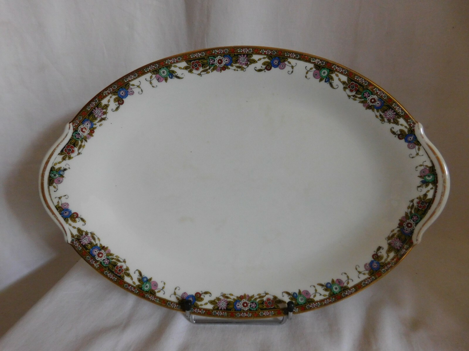 Limoges France Unique Oval Serving Plate Porcelain Floral Decor 1880/1962