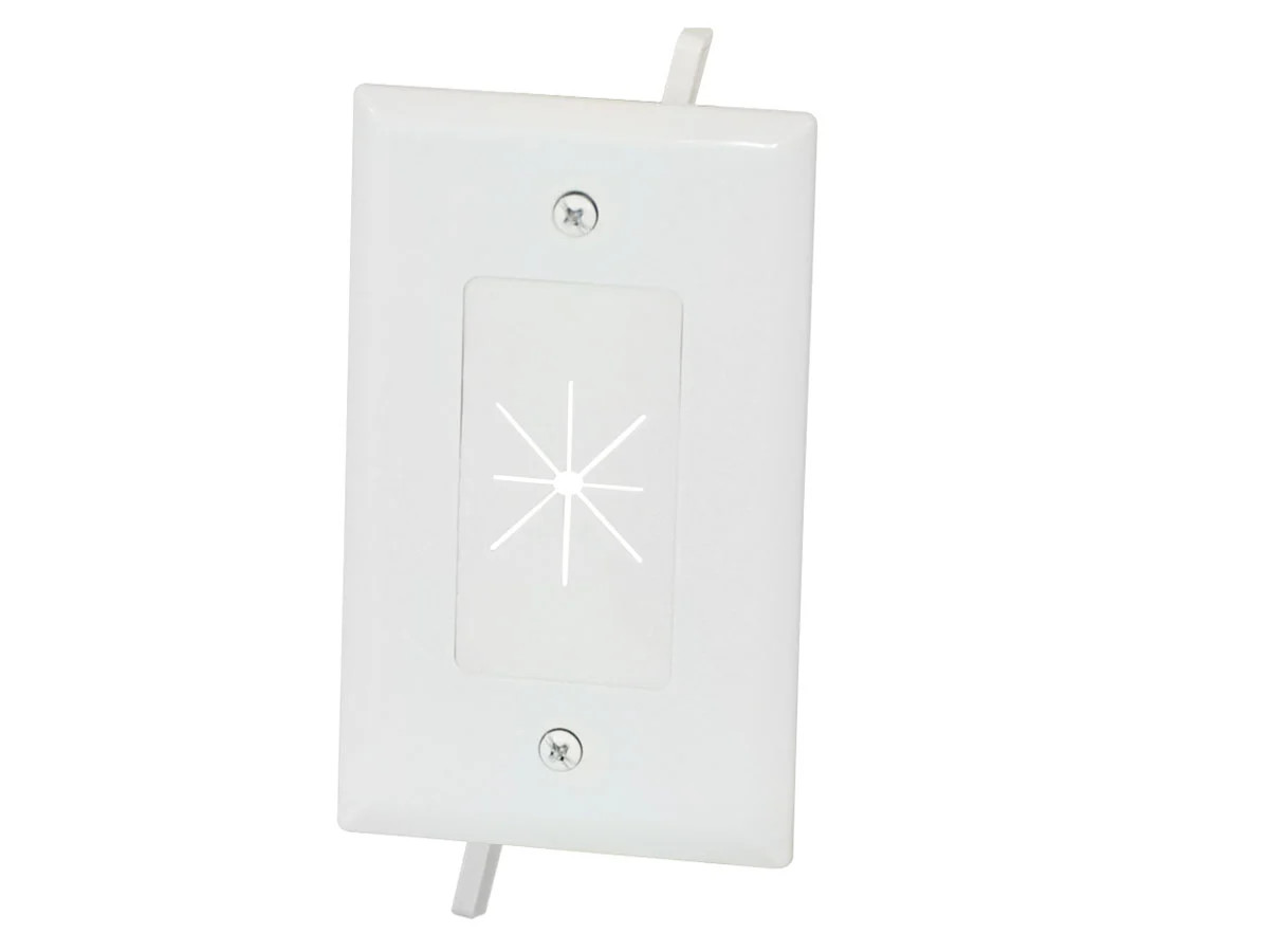 Monoprice Cable Plate with Flexible Opening, 1-Gang, White