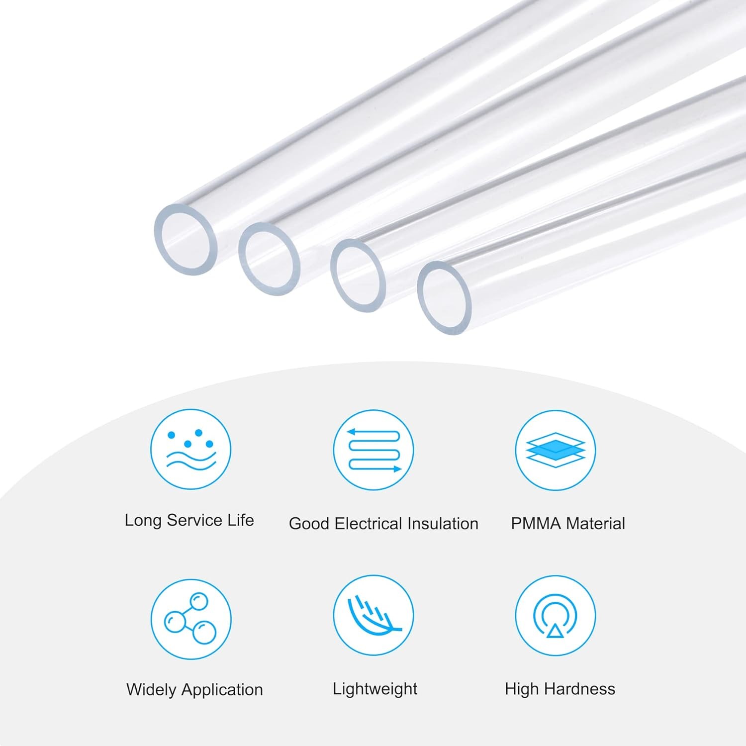 MECCANIXITY Acrylic Pipe Rigid Round Tube Clear 1/2"(12mm) 12mm x 16mm,