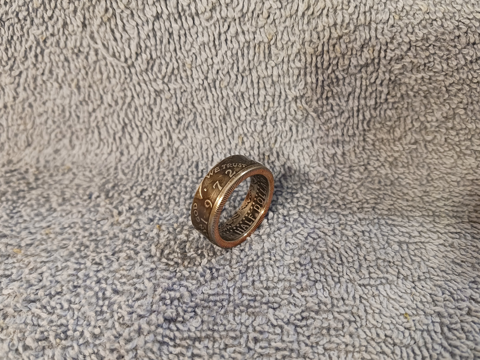 1972  Kennedy Half Dollars  size 9  coin ring  handmade mixed metals (C)