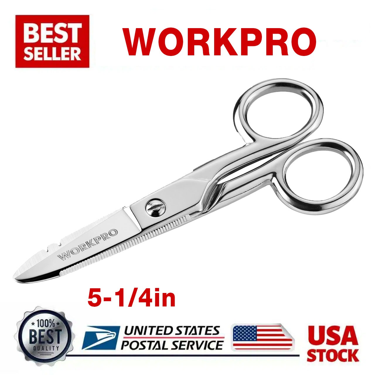 Electrician Scissors for Cutting & Stripping Wires Electrical Repair Tool 5.25"