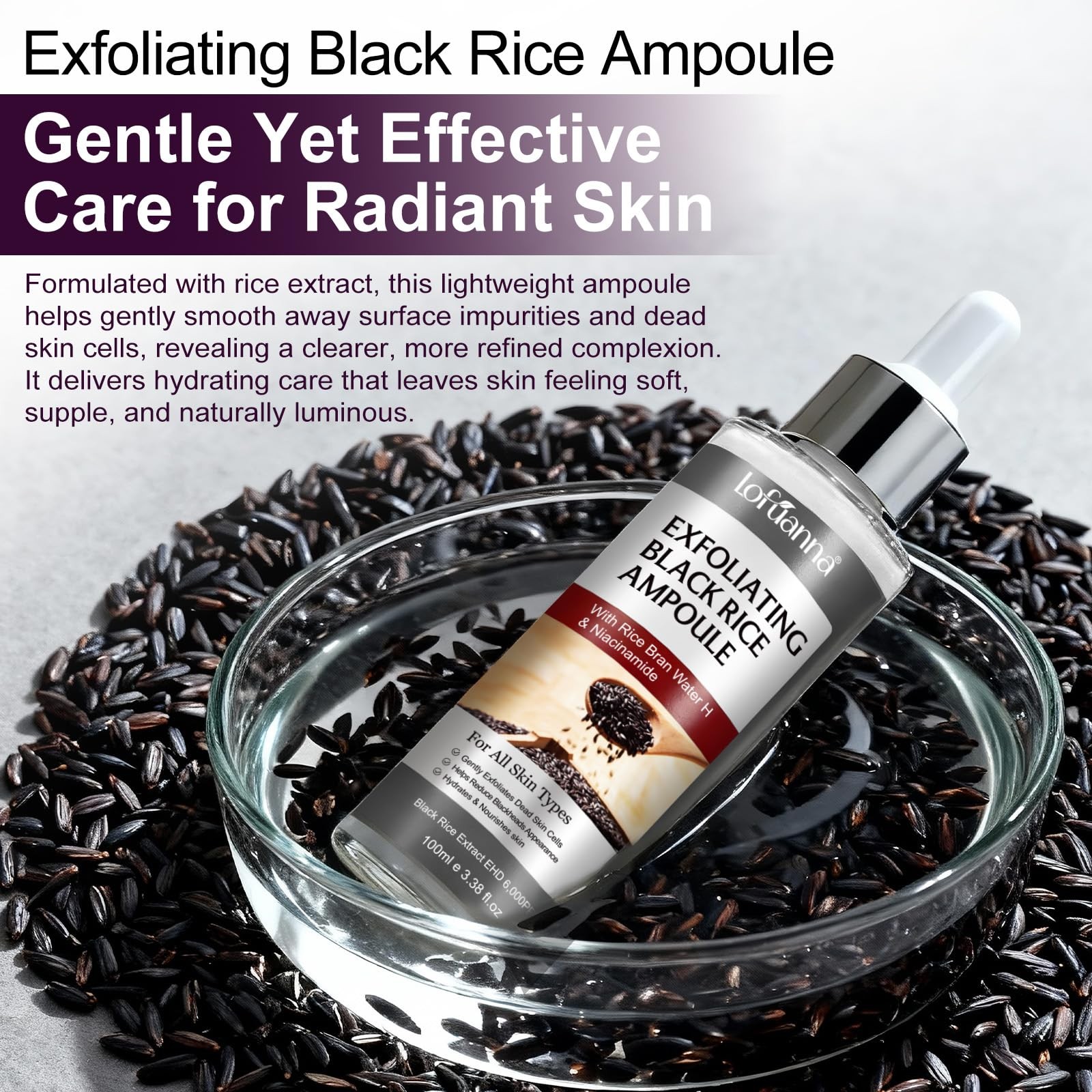 Black Rice Exfoliant, Peel Shot Glow 3.38 Fl Oz (Pack of 1),