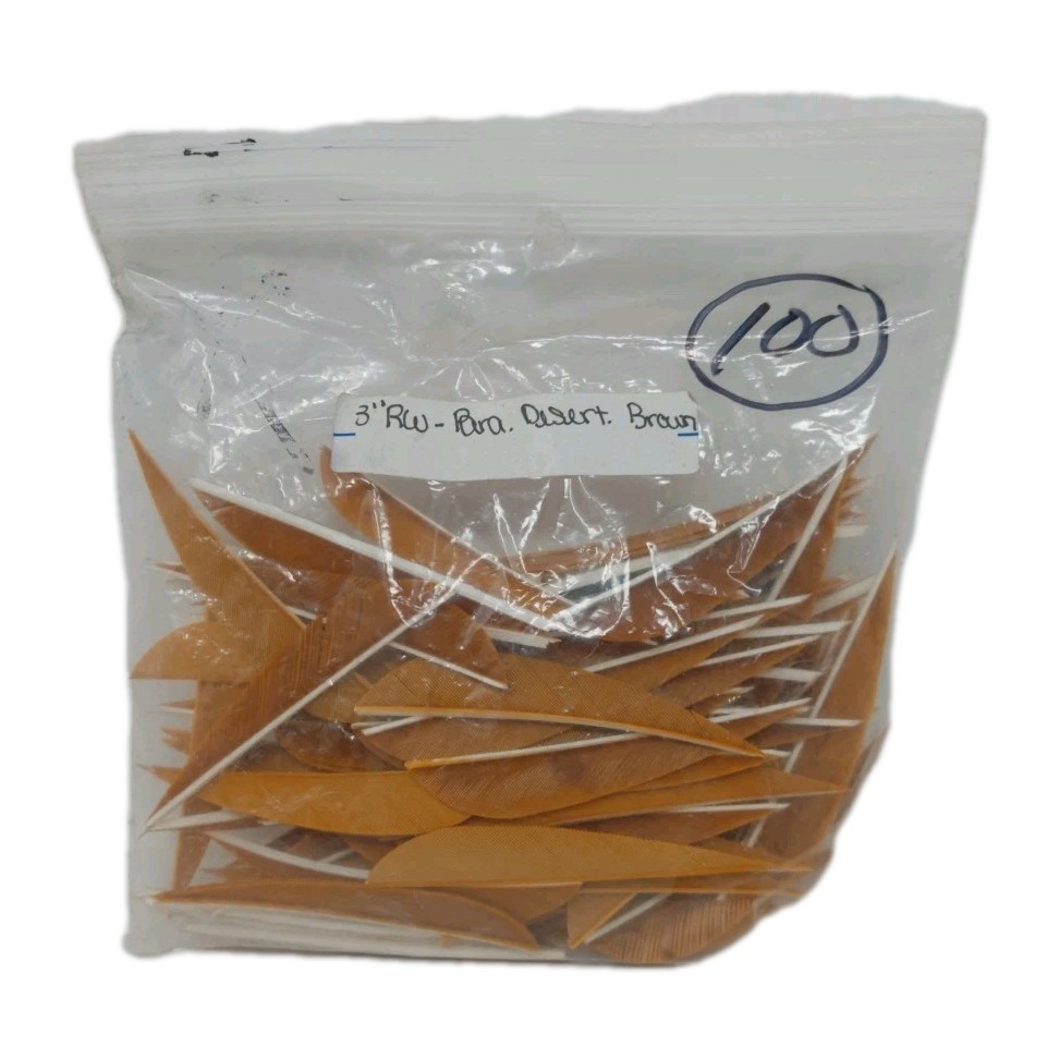 100 Pack Archery Arrow Feathers 3" Right Wing: Parabolic Desert Brown