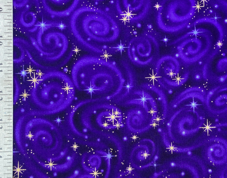 Robert Kaufman Purple Galaxy Cotton Fabric 44" Star Swirl Yardage