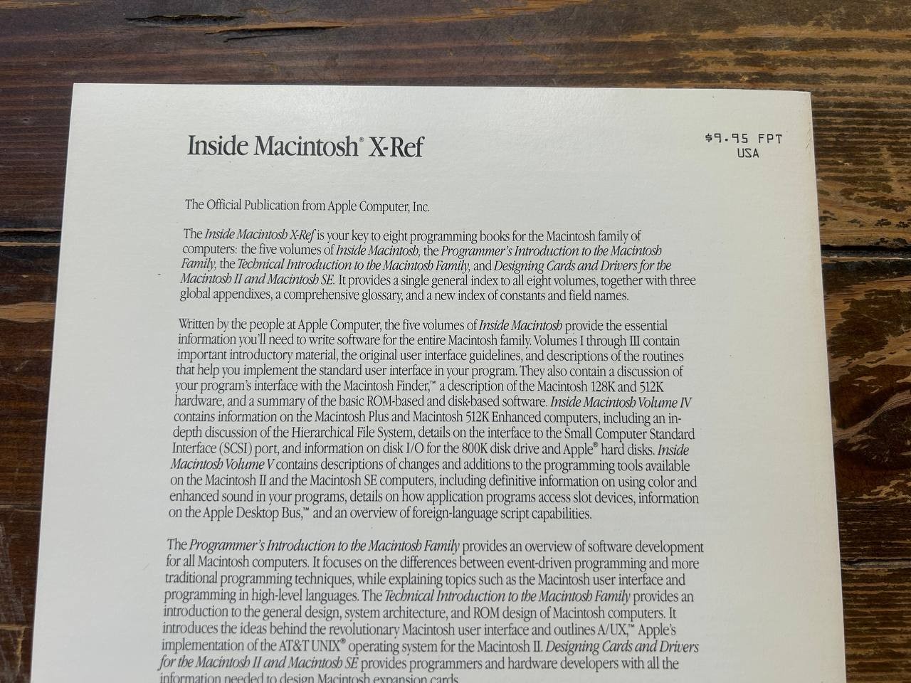Inside Macintosh X-Ref 1988 Vintage Apple Programming Book Signed As-Is