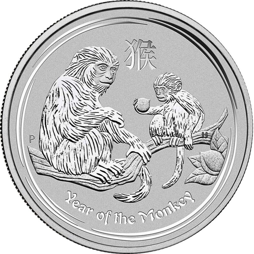 2016 Australia Year of The Monkey Perth 1 Oz 999 Fine Silver Coin - In Capsule