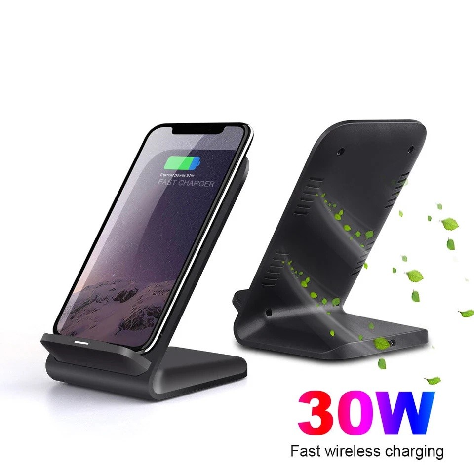 30W Wireless Charger Charging Stand Dock For Samsung iPhone Android Cell Phone
