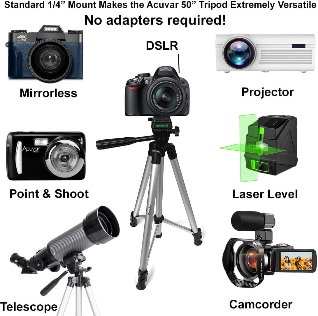 Adjustable 50-Inch Tripod for Smooth Pan & Tilt, Ideal for Content Creation