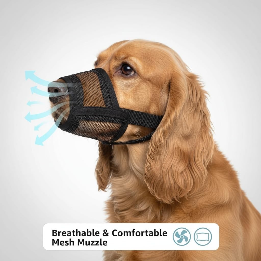 Large Breathable Air Mesh Dog Muzzle Prevent Biting Barking Chewing Panting