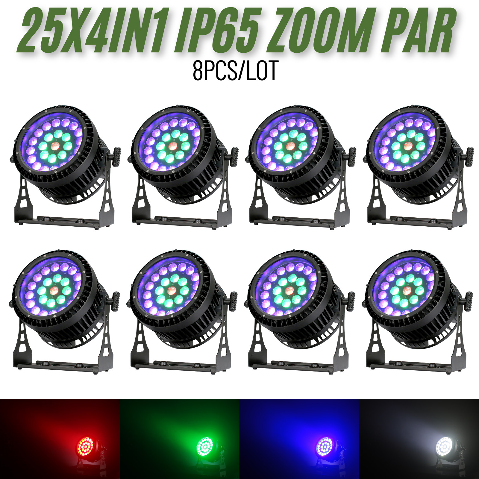 Ultra Bright 25x12W RGBW LED Par Light 4in1 Zoom Wash for Outdoor DJ Stage 8PCS
