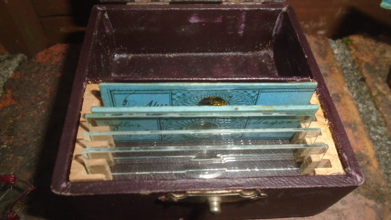BOXED,"MIDGARD",GERMAN MADE ANTIQUE BRASS,STUDENTS,POCKET MICROSCOPE & SLIDES