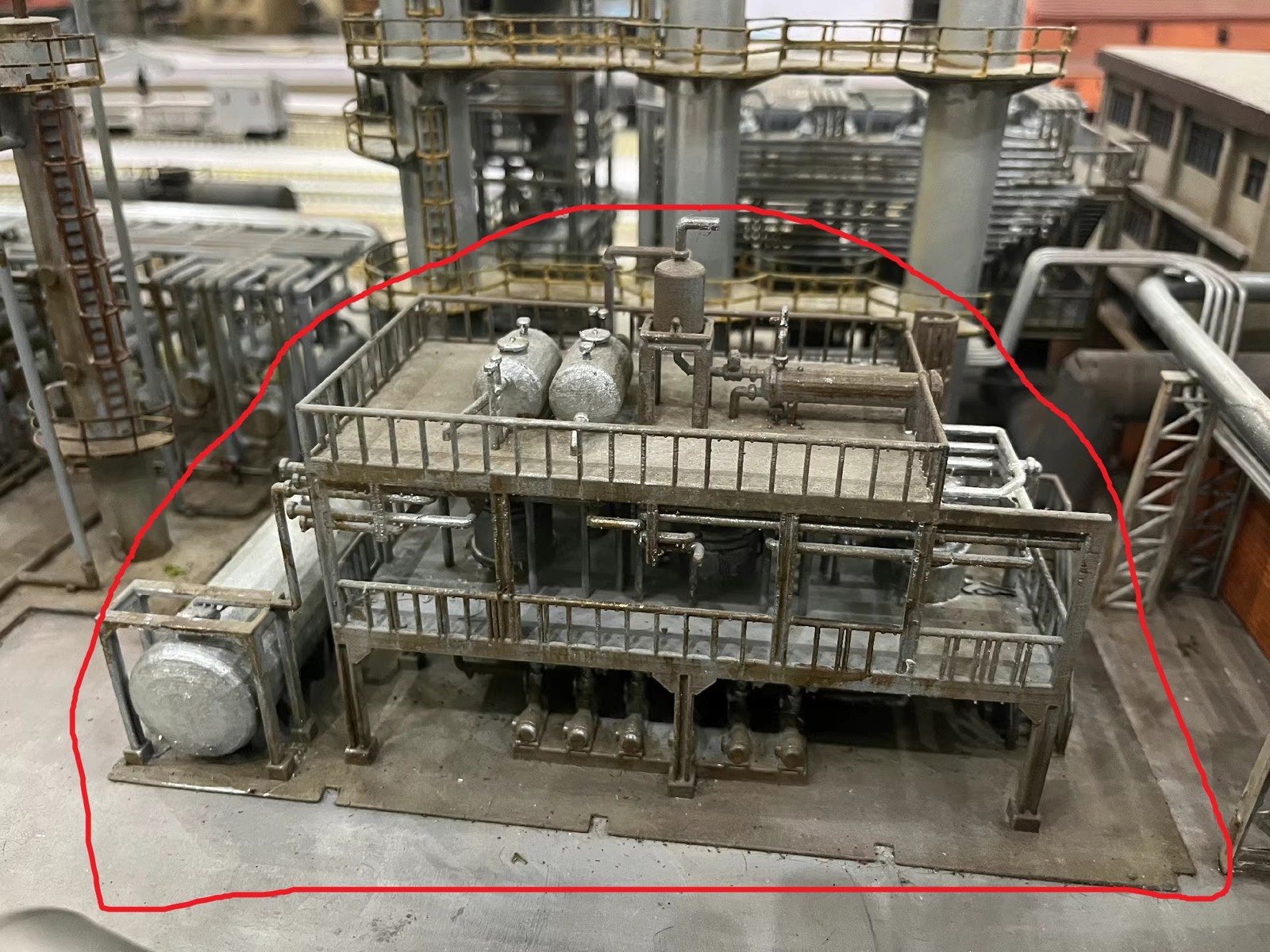 HO Scale 1:87 Train Scene with Detailed Chemical Plant Model