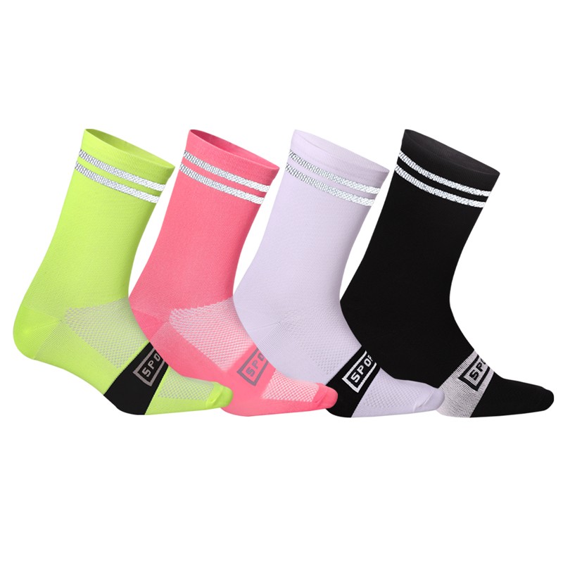 Pro Men Women Reflective Cycling Sports Ankle Socks XC Riding Bicycle Bike Socks