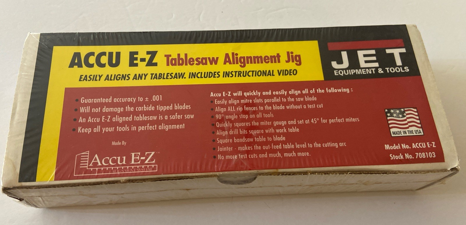 Jet Accu E-Z Tablesaw Alignment Jig 708103 Factory Sealed Vintage